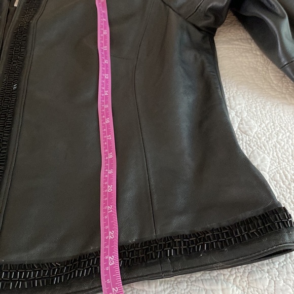Chico’s black leather beaded jacket. Rare find - Picture 11 of 14